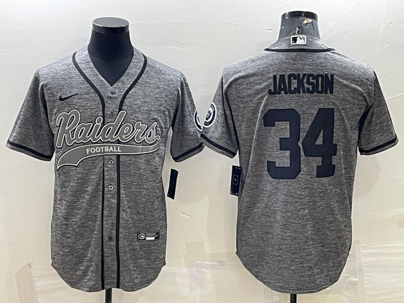 Men's Las Vegas Raiders Bo Jackson #34 Gray Player Jerseys Joint Edition