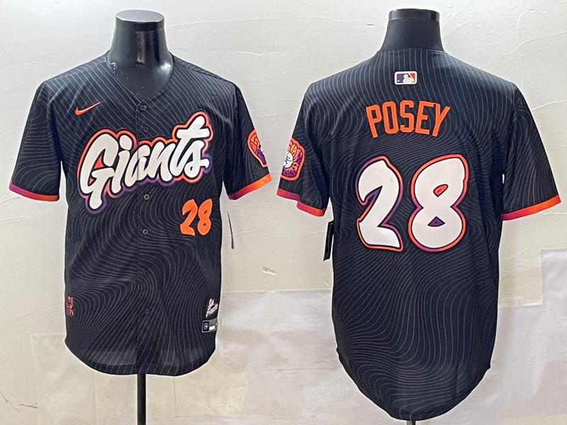 Men's San Francisco Giants Buster Posey #28 Black 2025 City Connect Limited Player Jerseys