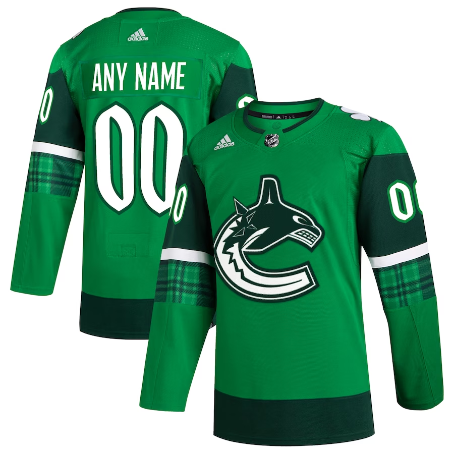 Men's Vancouver Canucks Kelly Green St. Patrick's Day Authentic Custom Jerseys