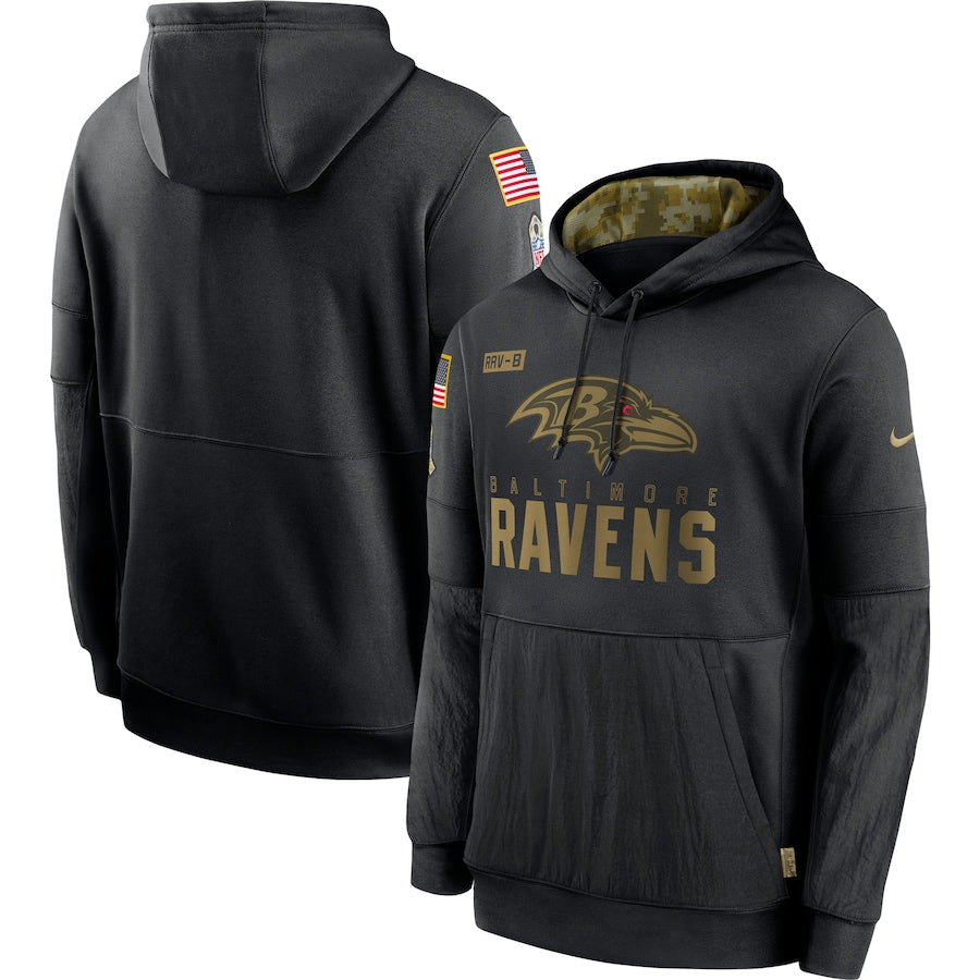 Men's Baltimore Ravens NFL 2020 Salute to Service Hoodie1 Black