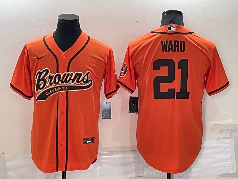 Men's Cleveland Browns Denzel Ward #21 Orange Game Jerseys Joint Edition
