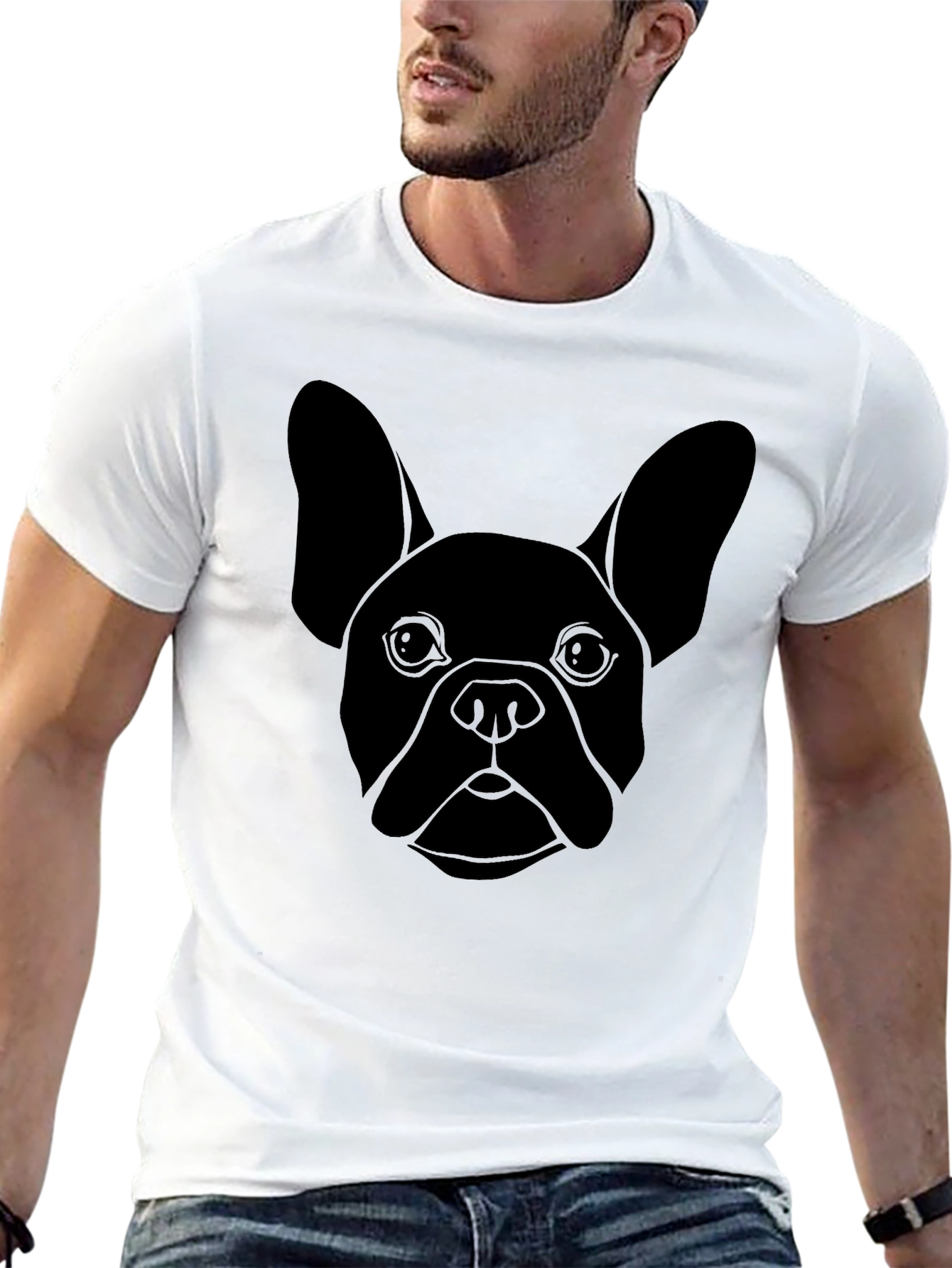 French Bulldog Outline Black T-Shirt