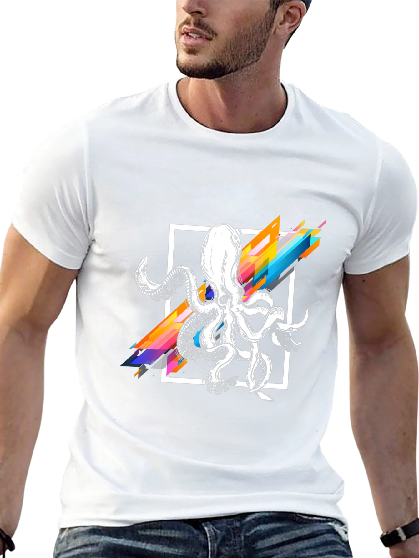 Geometric Octopus Graphic T-Shirt