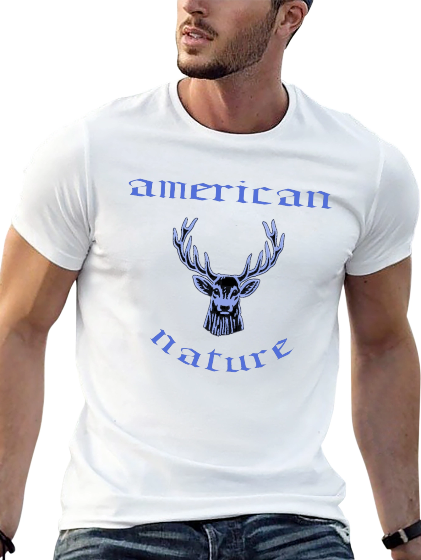 American Nature Deer Graphic Tee - Black