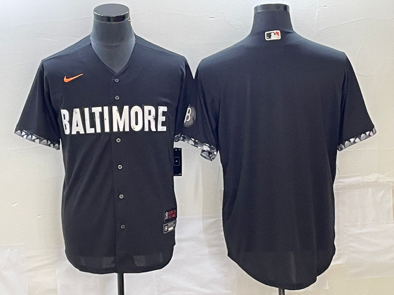 Men's Baltimore Orioles Black 2023 City Connect Replica Blank Jerseys