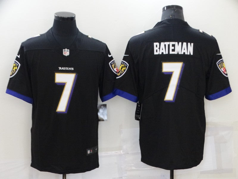 Men's Baltimore Ravens Rashod Bateman #7 Black Game Jerseys
