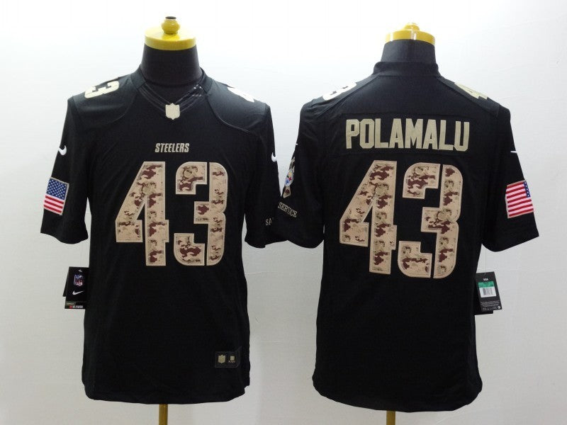 Men's Pittsburgh Steelers Troy Polamalu #43 Black Authentic Game Jerseys