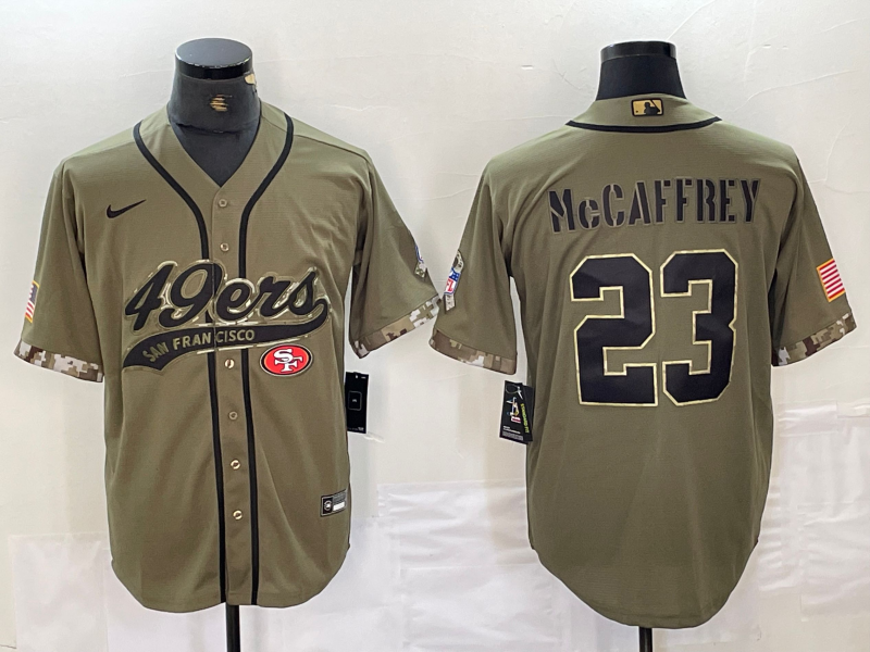 Men's San Francisco 49ers Christian McCaffrey #23 Olive 2022 Salute To Service Jerseys Joint Edition