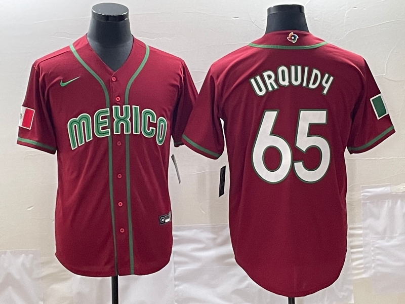 Men's 2023 World Baseball Classic #65 Jose Urquidy Mexico Red Jerseys