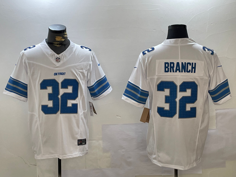 Men's Detroit Lions Brian Branch #32 White Game Jerseys