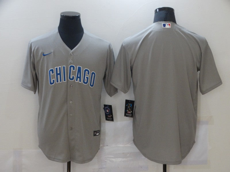 Men's Chicago Cubs Gray Road Authentic Team Blank Jerseys