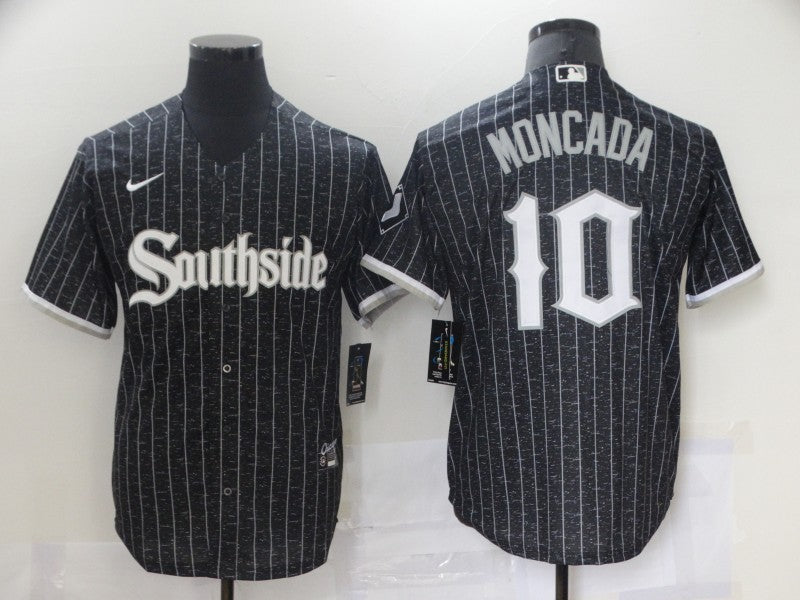 Men's Chicago White Sox Yoan Moncada #10 Black Stitched Jerseys