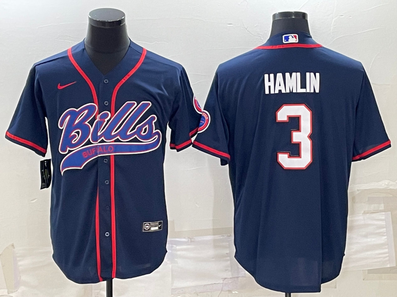 Men's Buffalo Bills Damar Hamlin #3 Navy Game Jerseys Joint Edition