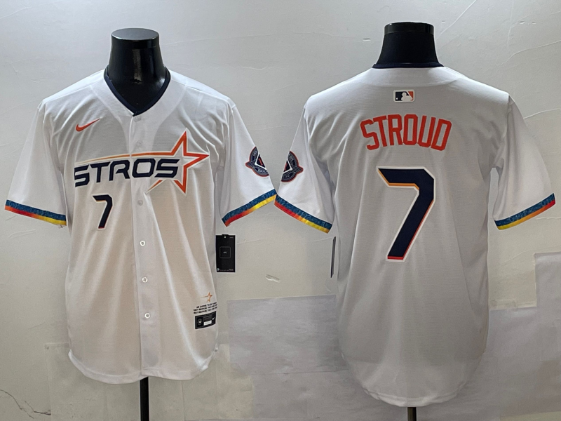 Men's Houston Astros C.J. Stroud #7 White 2025 City Connect Limited Player Jerseys