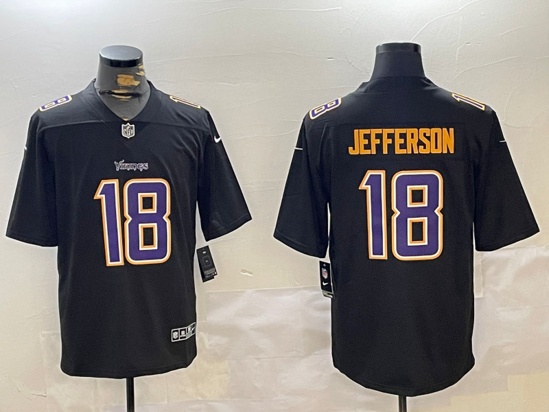 Men's Minnesota Vikings Justin Jefferson #18 Black Fashion Game Jerseys