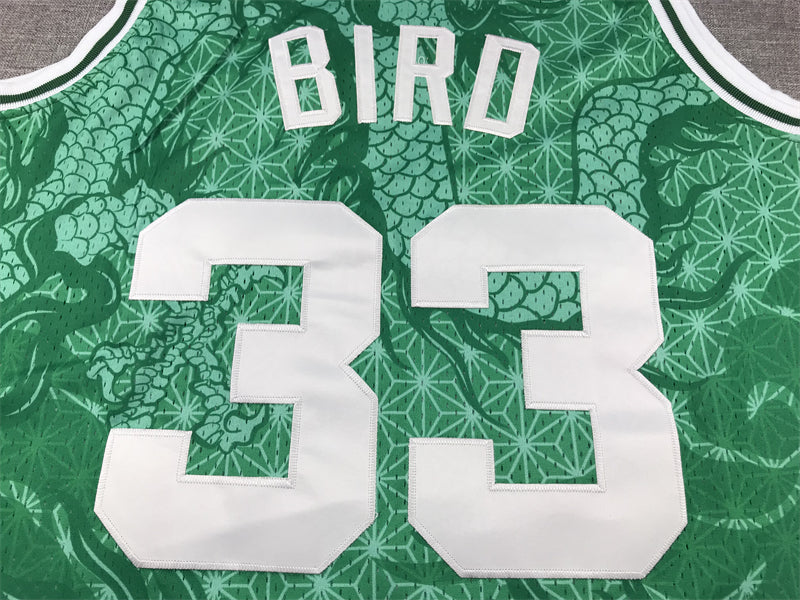 Men's Boston Celtics Larry Bird #33 Green Year of Dragon Edition Swingman Jerseys