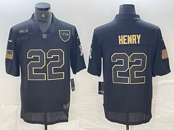 Men's Baltimore Ravens Derrick Henry #22 Black Player Jerseys