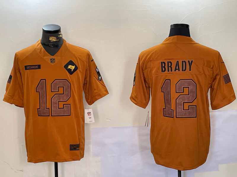 Men's Tampa Bay Buccaneers Tom Brady #12 Brown Salute To Service Limited Jerseys