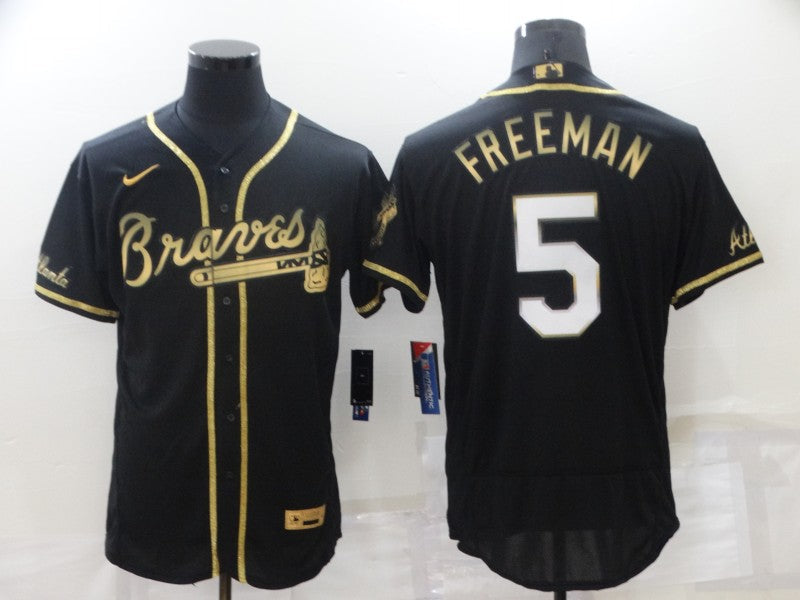 Men's Atlanta Braves Freedie Freeman #5 Black Replica Jerseys
