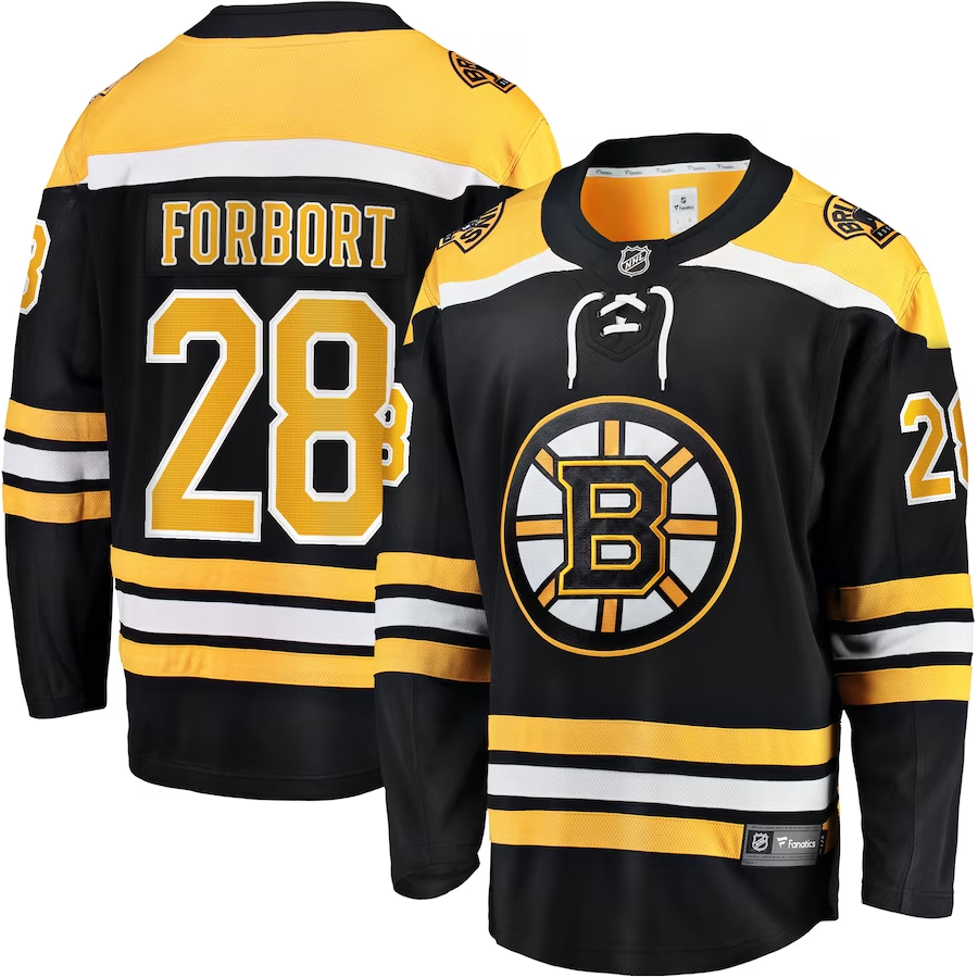 Men's Boston Bruins Derek Forbort #28 Black Replica Player Jerseys