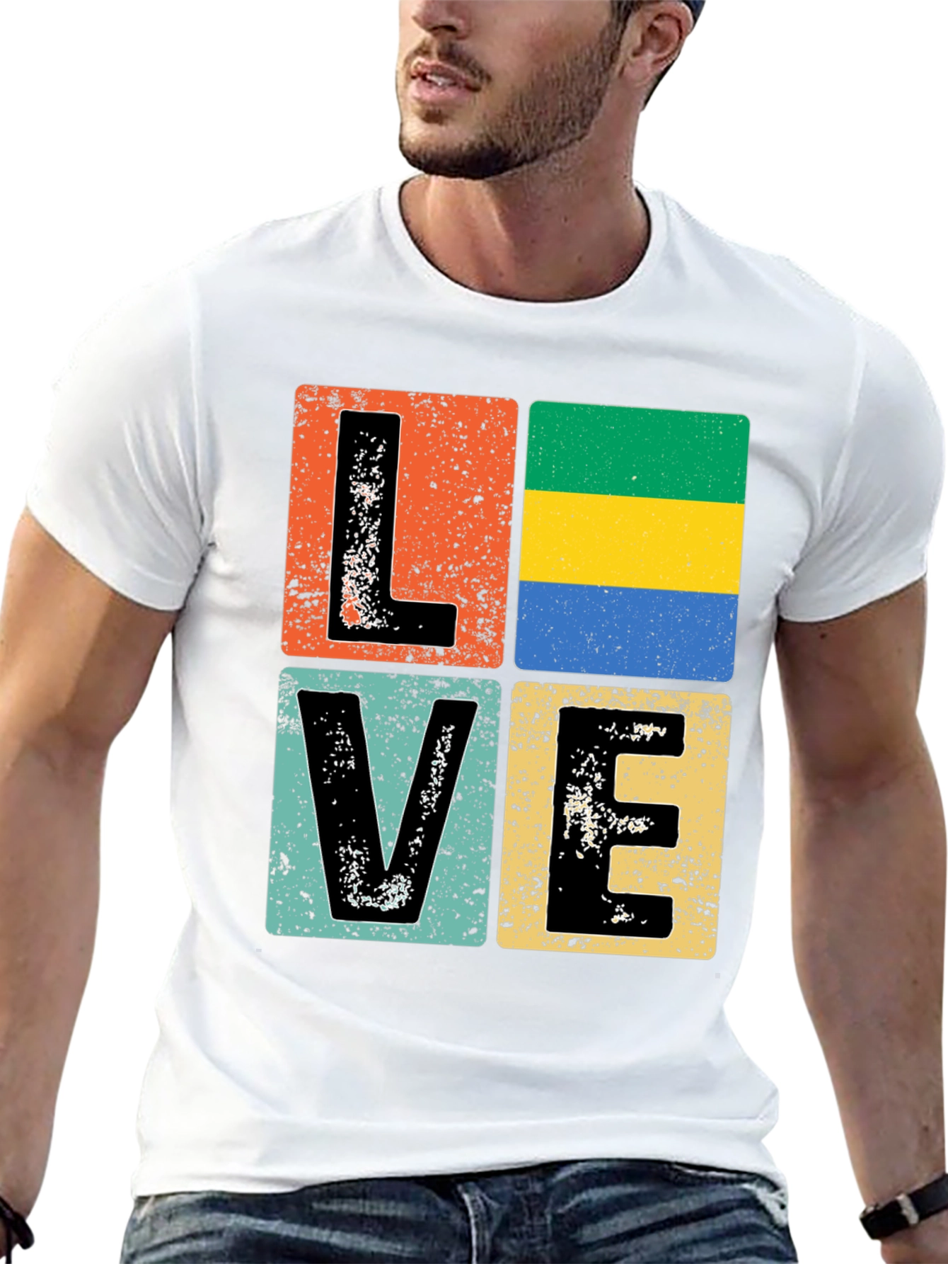 Gabon Flag LOVE Graphic Tee - Patriotic T-Shirt