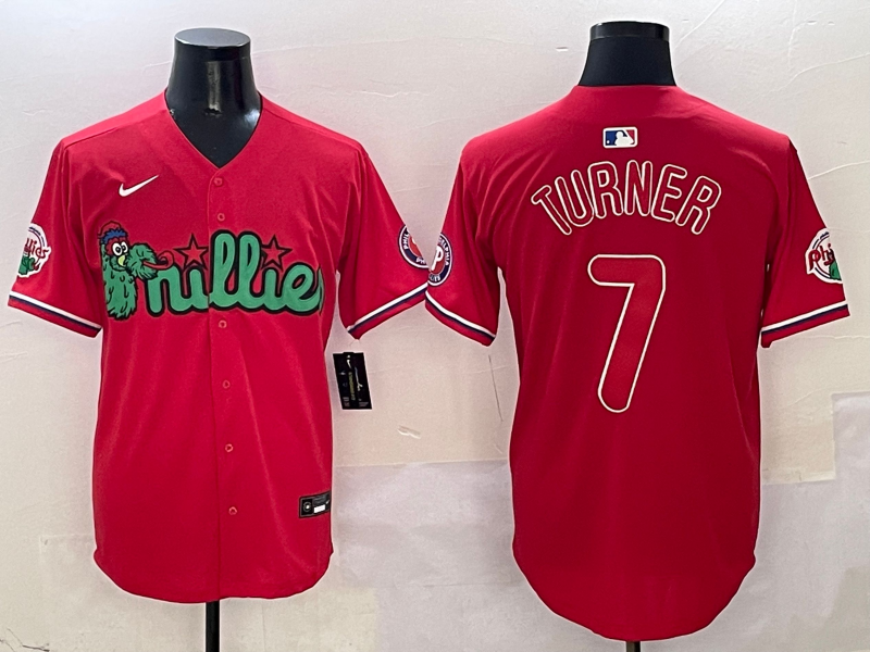 Men's Philadelphia Phillies Trea Turner #7 Red Player Jerseys