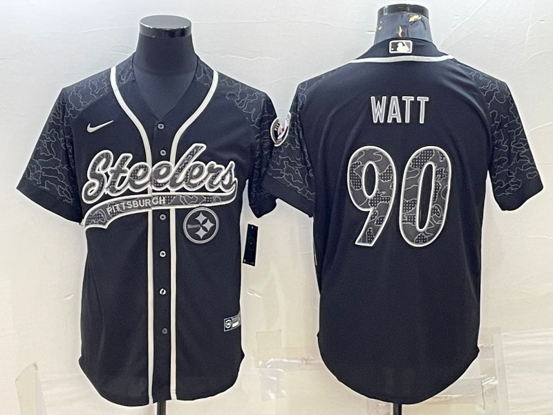Men's Pittsburgh Steelers T.J. Watt #90 Black Retired Player RFLCTV Limited Jerseys Joint edition