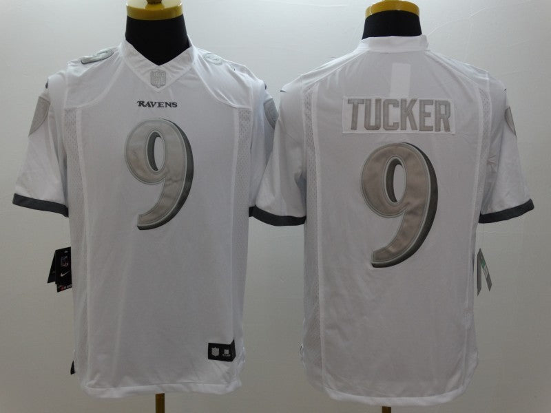 Men's Baltimore Ravens Justin Tucker #9 White Game Jerseys