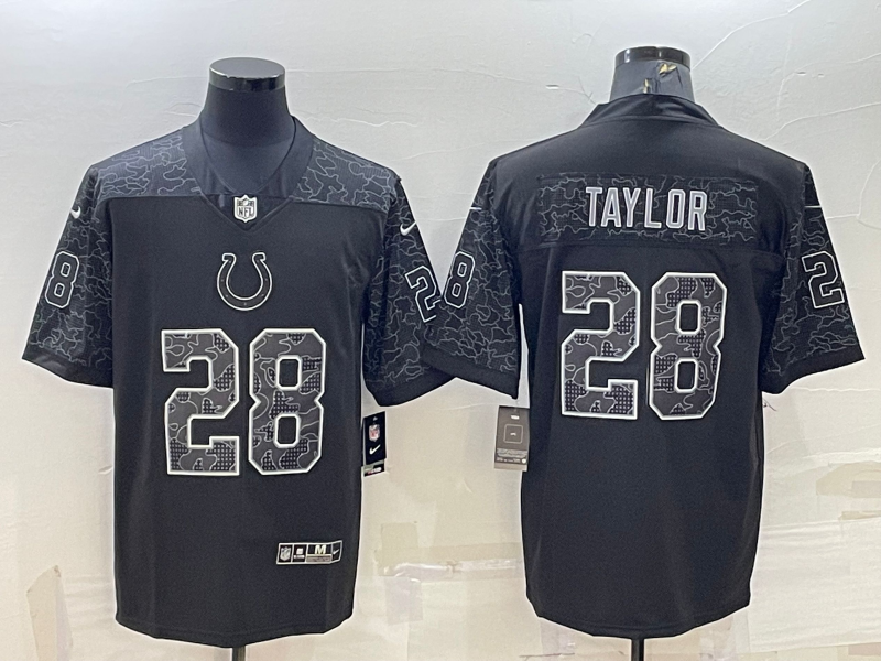 Men's Indianapolis Colts Jonathan Taylor #28 Black RFLCTV Limited Jerseys