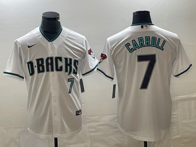 Men's Arizona Diamondbacks Corbin Carroll #7 White 2023 World Series Replica Player Jerseys