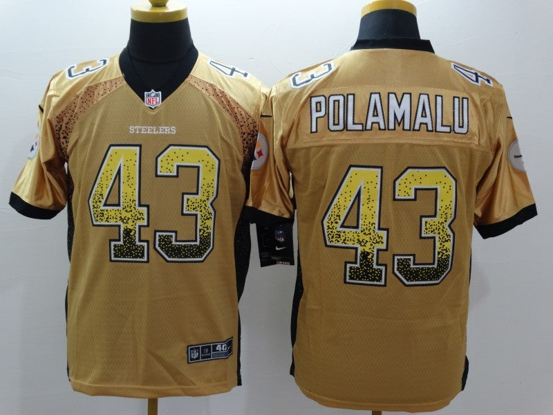 Men's Pittsburgh Steelers Troy Polamalu #43 Gold Player Game Jerseys