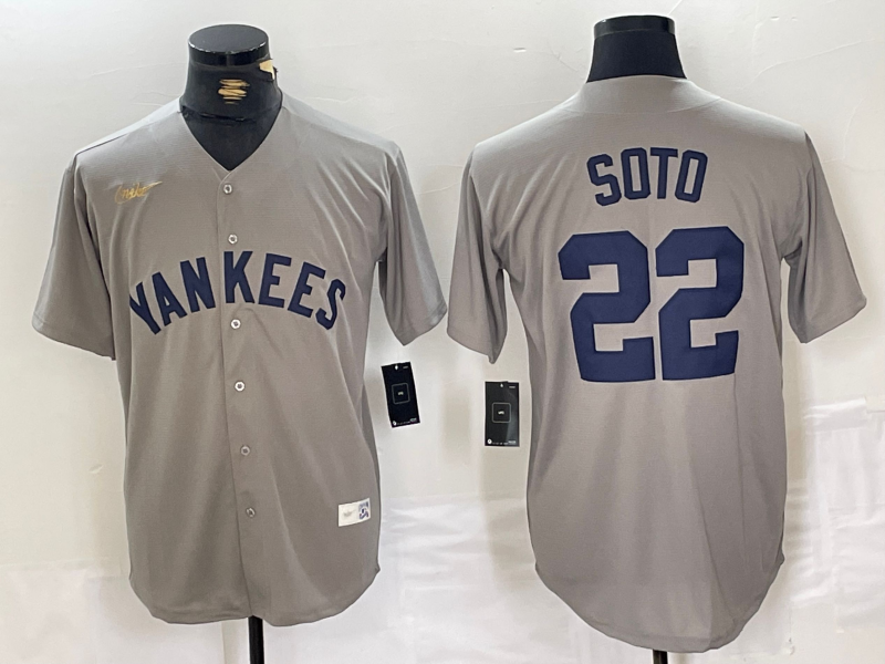 Men's New York Yankees Juan Soto #22 Gray Road Cooperstown Collection Player Jerseys