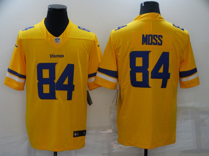 Men's Minnesota Vikings Randy Moss #84 Gold Team Inverted Game Jerseys