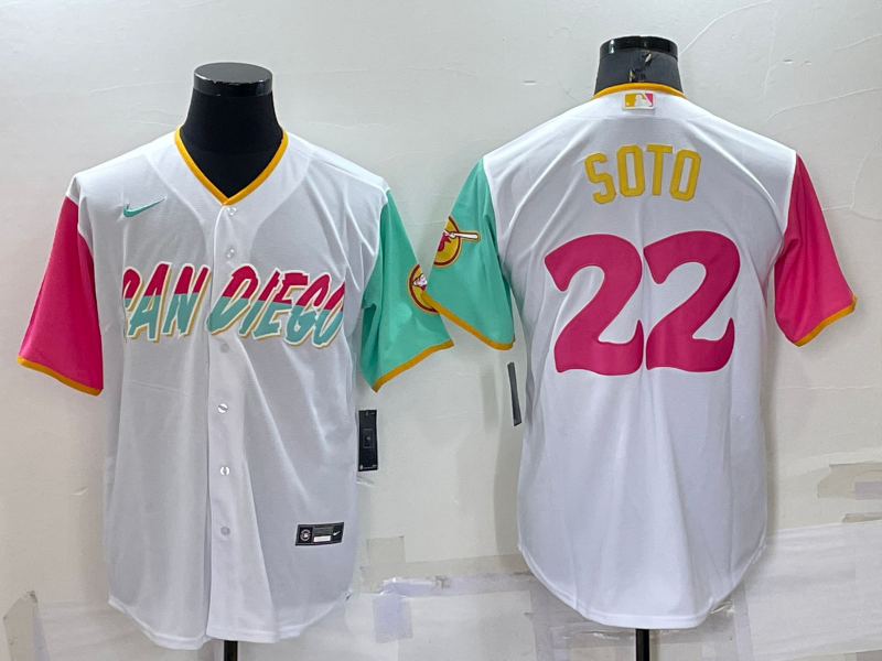 Men's San Diego Padres Juan Soto #22 White Stitched Jerseys