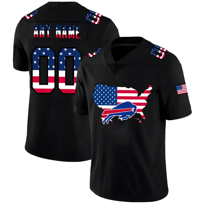 Custom1 Buffalo Bills Football Black Limited Fashion Flag Stitched Jerseys Football Jerseys