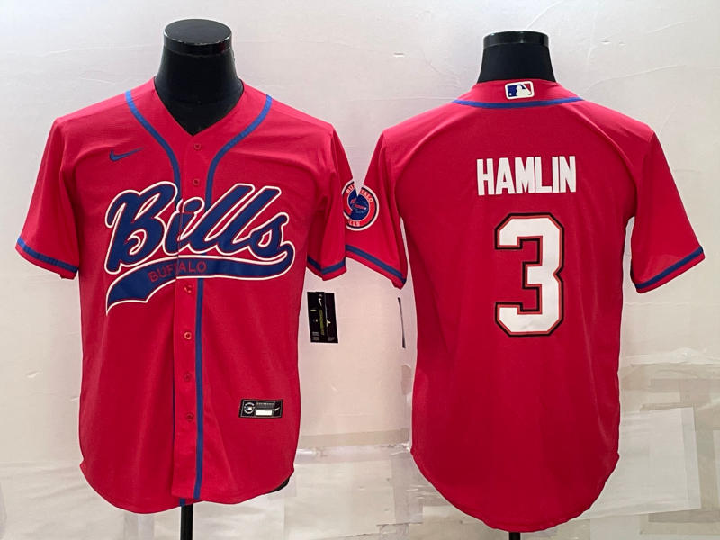 Men's Buffalo Bills Damar Hamlin #3 Red Game Jerseys Joint Edition