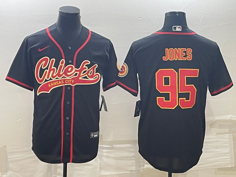 Men's Kansas City Chiefs Chris Jones #95 Black Game Jerseys Joint Edition