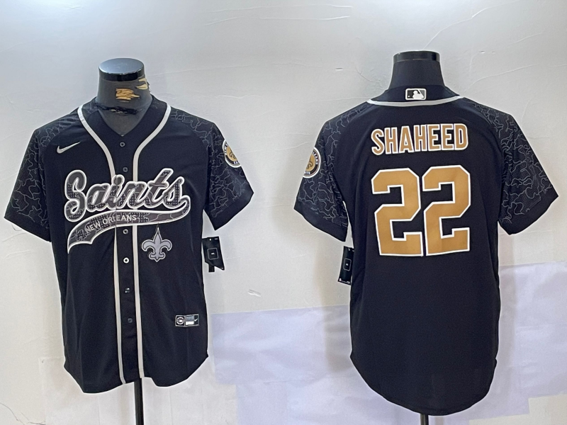 Men's New Orleans Saints Rashid Shaheed #22 Black RFLCTV Limited Jerseys