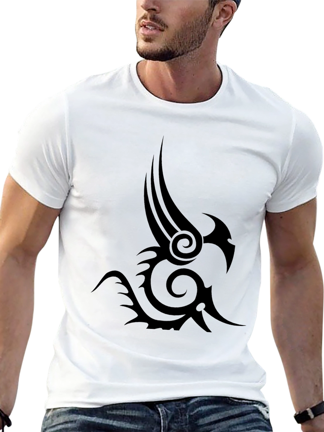 Black Tribal Tattoo Graphic Tee - Mens Fashion
