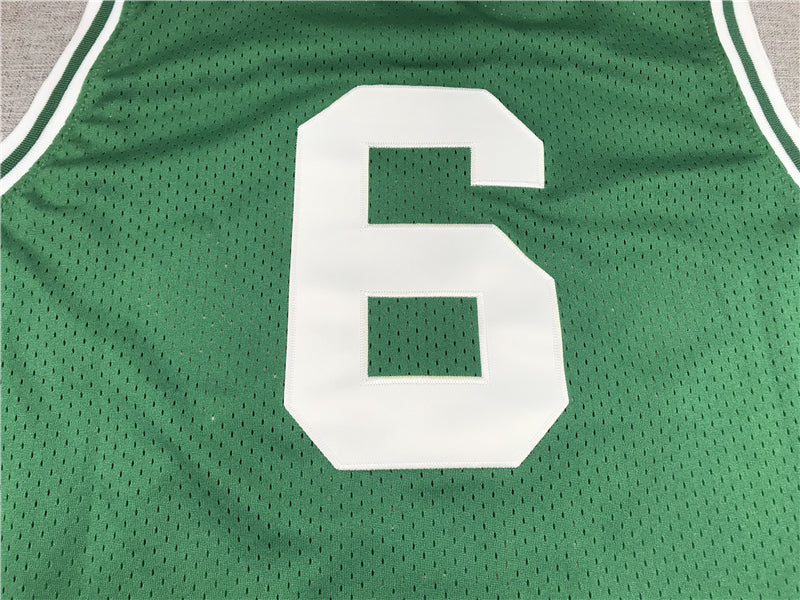 Men's Boston Celtics Bill Russell #6 Kelly Green Hardwood Classics Authentic Jerseys