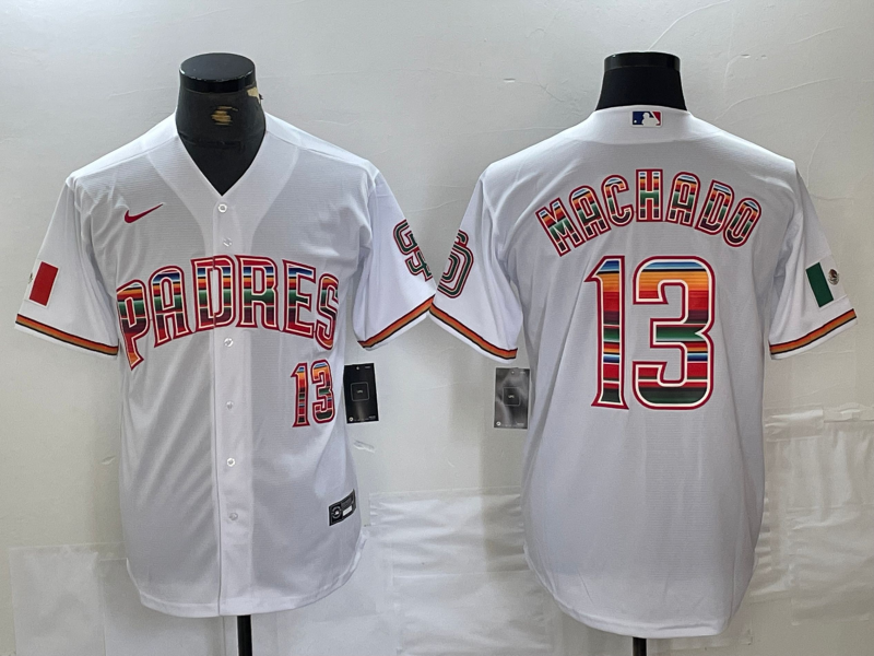 Men's San Diego Padres Manny Machado #13 White Limited Player Jerseys