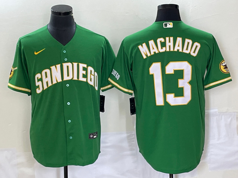 Men's San Diego Padres Manny Machado #13 Green Replica Player Jerseys