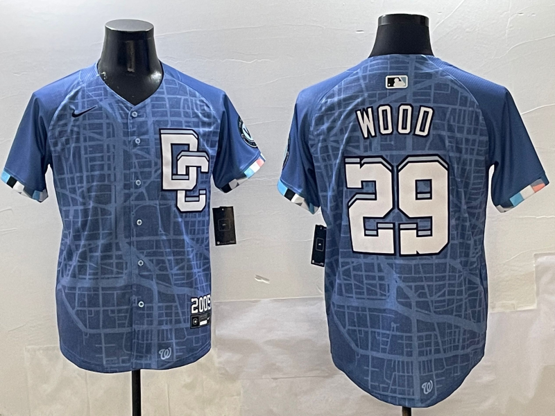 Men's Washington Nationals James Wood #29 Blue 2025 City Connect Limited Player Jerseys