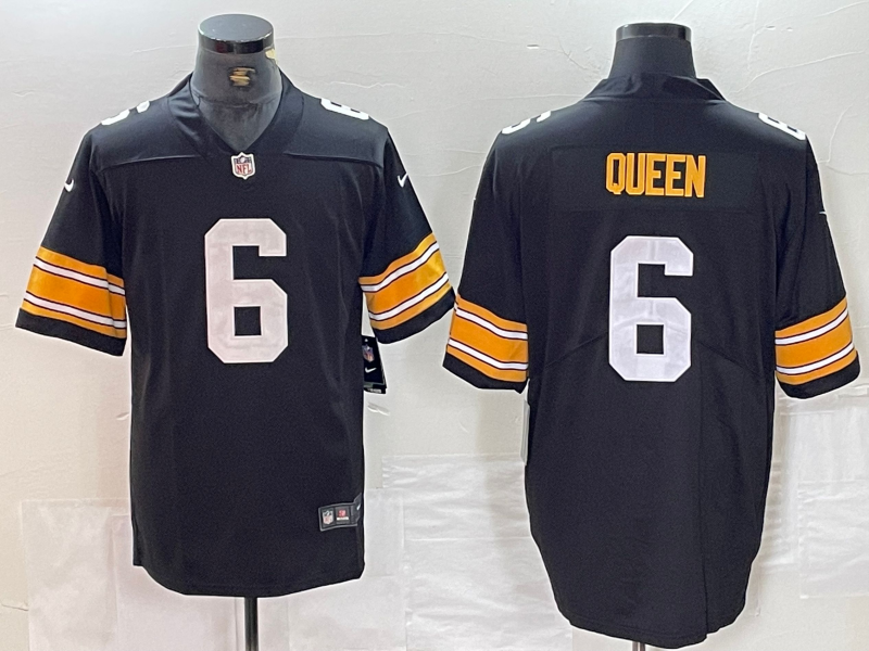 Men's Pittsburgh Steelers Patrick Queen #6 Black Player Game Jerseys