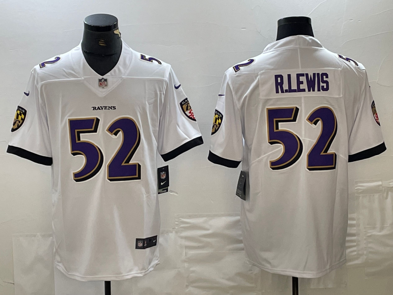 Men's Baltimore Ravens Ray Lewis #52 White Game Jerseys