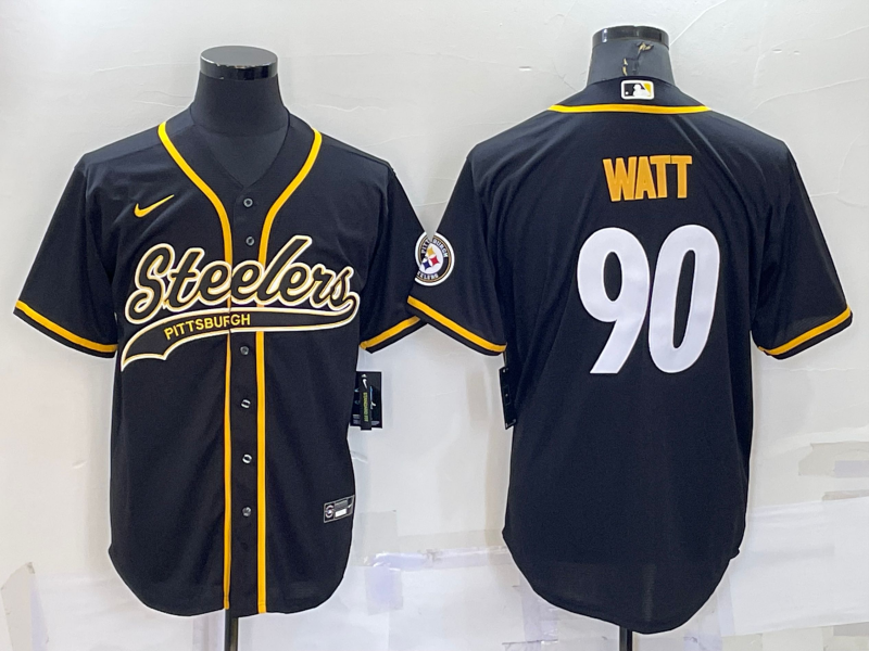 Men's Pittsburgh Steelers T.J. Watt #90 Black Game Jerseys Joint edition