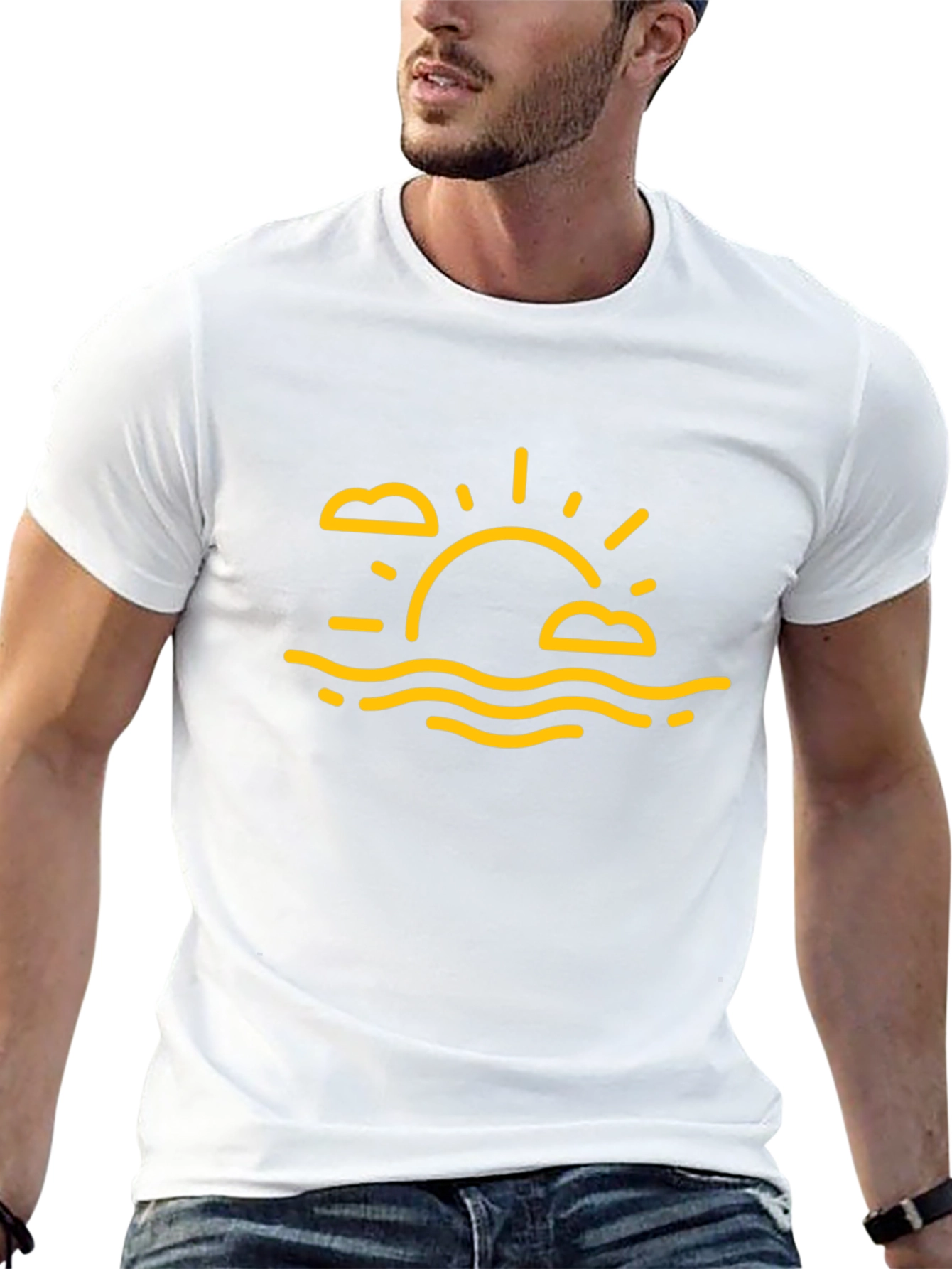 Sunset Graphic Tee - Relaxed Fit Black T-Shirt