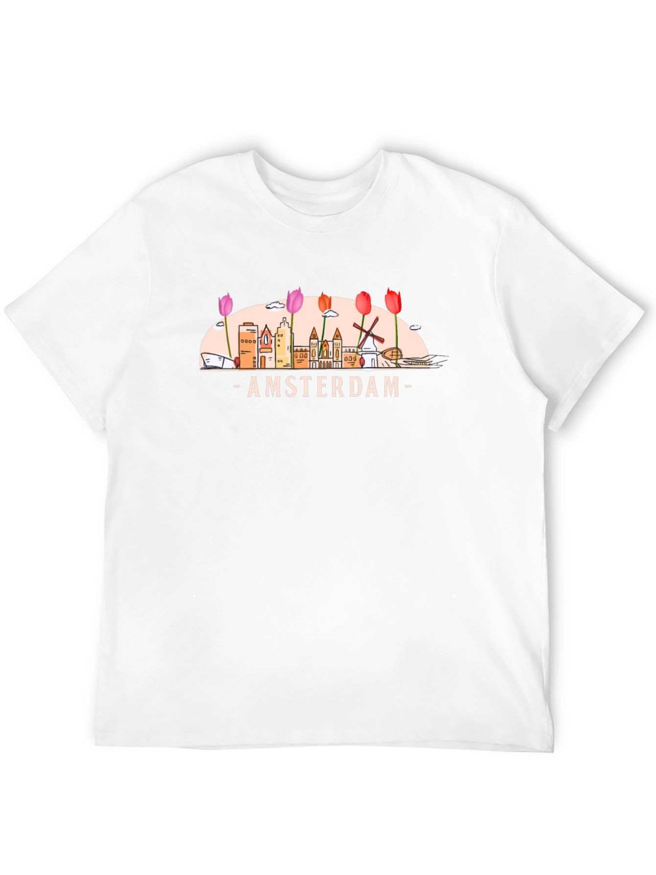 Amsterdam Cityscape Graphic Tee - Black Cotton T-Shirt
