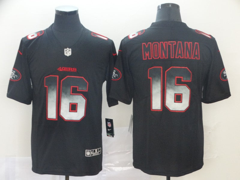 Men's San Francisco 49ers #16 Joe Montana Black Authentic Game Jerseys