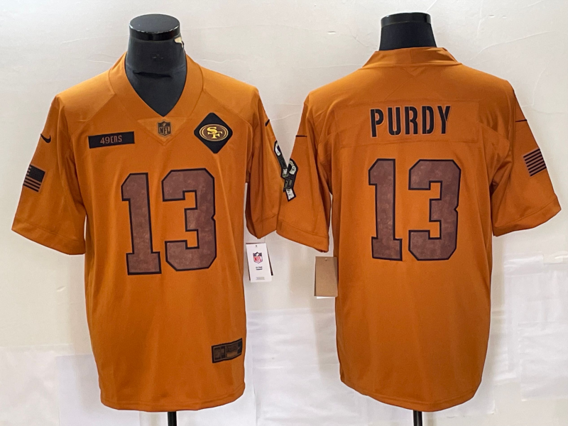 Men's San Francisco 49ers Brock Purdy #13 Brown 2023 Salute To Service Retired Player Limited Jerseys